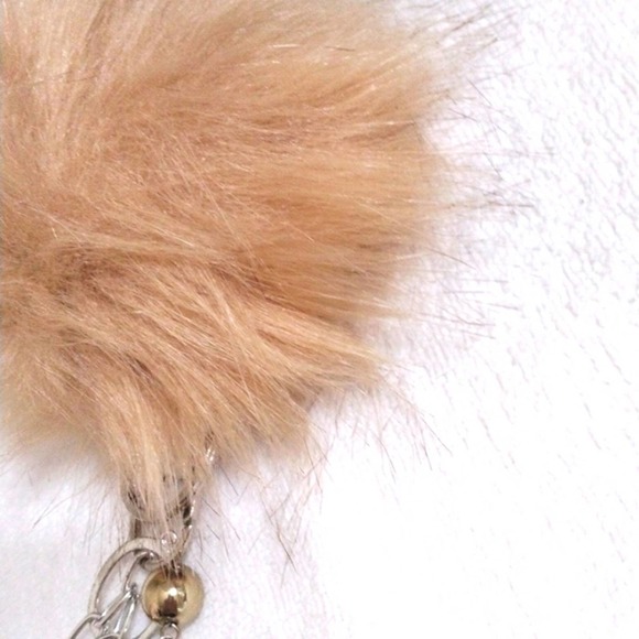 Antique Crystal Fancy Keychain Purse Charm Pom & Chains Mirror Dangle Boho Glam - Picture 7 of 7